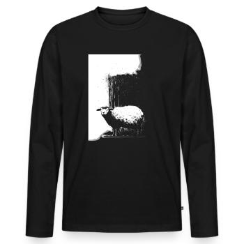 Schaf Schablone Art.-nr - Männer Premium Bio Langarmshirt - Schwarz - Vorne - Nico (187cm)