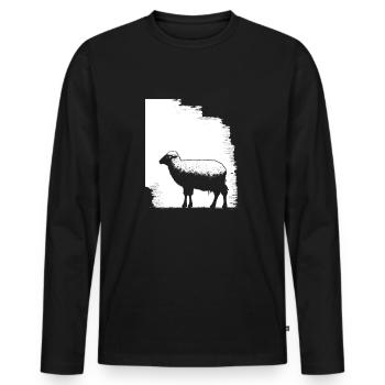 Schaf Schablone Art.-nr - Männer Premium Bio Langarmshirt - Schwarz - Vorne - Nico (187cm)