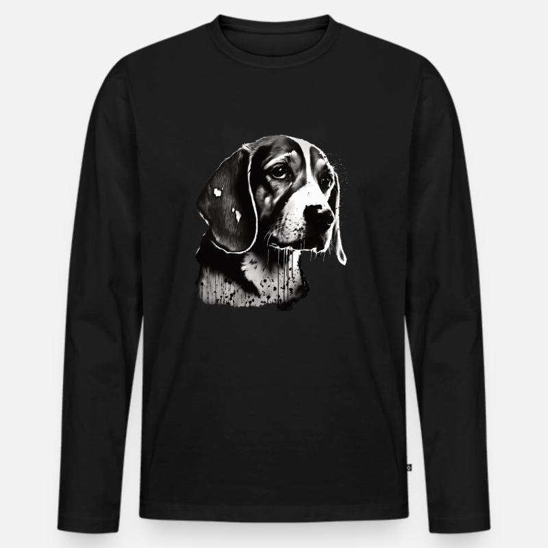 Beagle Bild Portrait - Männer Premium Bio Langarmshirt - Schwarz