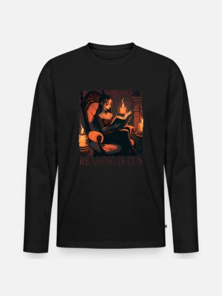 Reading is Fun Goth - Men's Premium Organic Long Sleeve Shirt - black