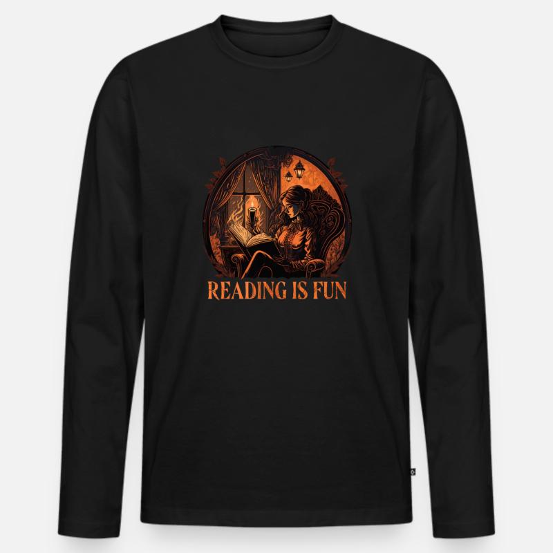 Reading is Fun Goth - Männer Premium Bio Langarmshirt - Schwarz