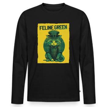 Feline Green St. Patty Day - Men's Premium Organic Long Sleeve Shirt - black - Front - Nico (187cm)