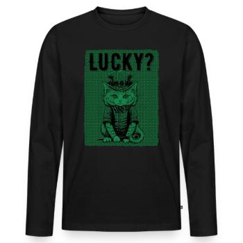 Chanceux? Journée Cat St. Patty - T-shirt manches longues Premium bio Homme - noir - Devant - Nico (187cm)