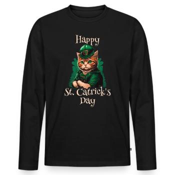 Bonne Saint-Patrick Patty - T-shirt manches longues Premium bio Homme - noir - Devant - Nico (187cm)