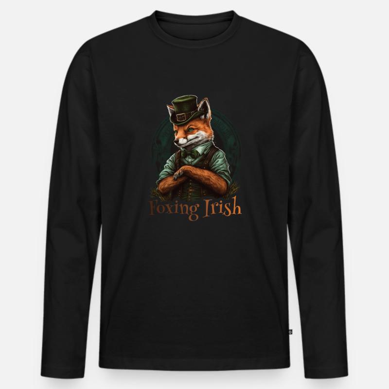 Foxing Irish St. Patty Day - Männer Premium Bio Langarmshirt - Schwarz