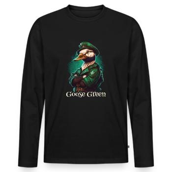 Jour de galette S. Patty vert d’oie - T-shirt manches longues Premium bio Homme - noir - Devant - Nico (187cm)