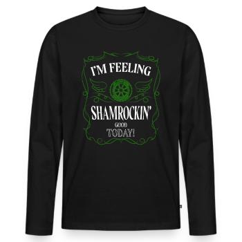 I'm Feeling Shamrockin' Good Today - Männer Premium Bio Langarmshirt - Schwarz - Vorne - Nico (187cm)