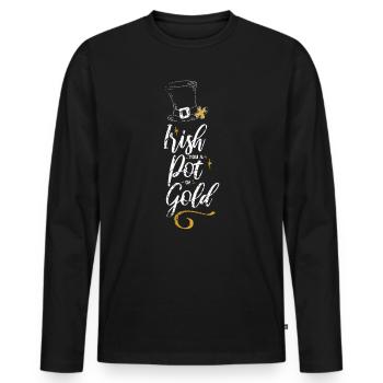 Irish You A Pot Of Gold Vintage - Men's Premium Organic Long Sleeve Shirt - black - Front - Nico (187cm)