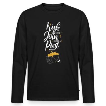 Irlandais, vous pourriez nous rejoindre pour une pinte ou deux - T-shirt manches longues Premium bio Homme - noir - Devant - Nico (187cm)