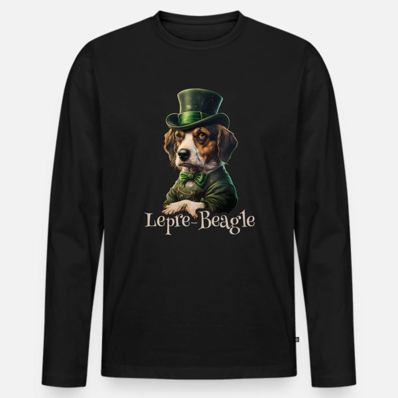 Lepre-Beagle Dog St. Patty - Männer Premium Bio Langarmshirt - Schwarz