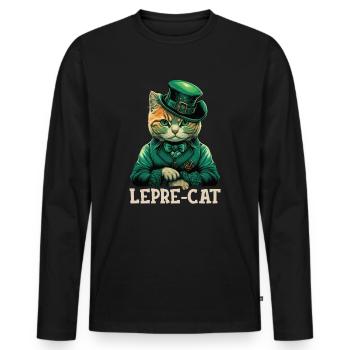 Lepre-Cat St. Patty - Men's Premium Organic Long Sleeve Shirt - black - Front - Nico (187cm)