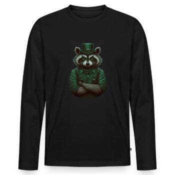 Raton laveur St. Patty - T-shirt manches longues Premium bio Homme - noir - Devant - Nico (187cm)