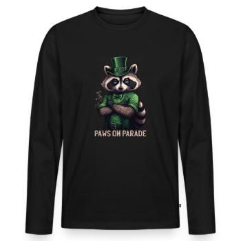 Paws on Parade Raccoon St. Patty - Men's Premium Organic Long Sleeve Shirt - black - Front - Nico (187cm)