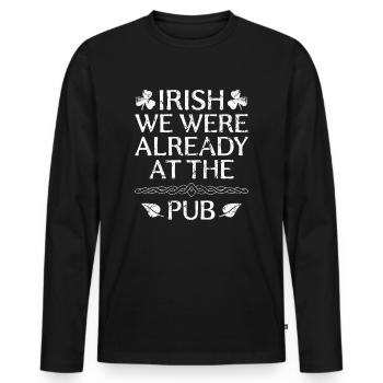 Irlandais nous étions déjà au pub St. Patrick’s Day - T-shirt manches longues Premium bio Homme - noir - Devant - Nico (187cm)
