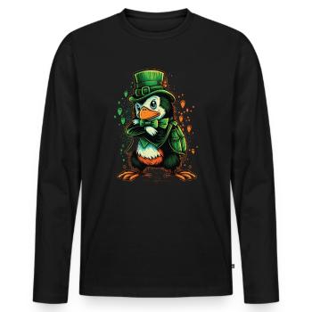 Penguin St. Patty - T-shirt manches longues Premium bio Homme - noir - Devant - Nico (187cm)