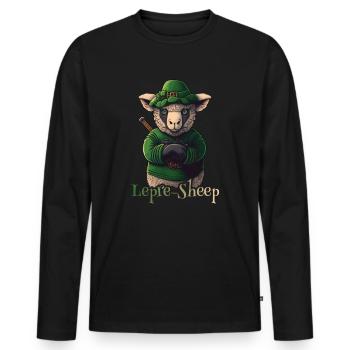 Lepre-Sheep St. Patty - Men's Premium Organic Long Sleeve Shirt - black - Front - Nico (187cm)