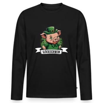 Cochon chanceux St. Patty cochon - T-shirt manches longues Premium bio Homme - noir - Devant - Nico (187cm)