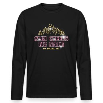 Slim Cheers, Big Smile, No Buccal Fat - Men's Premium Organic Long Sleeve Shirt - black - Front - Nico (187cm)