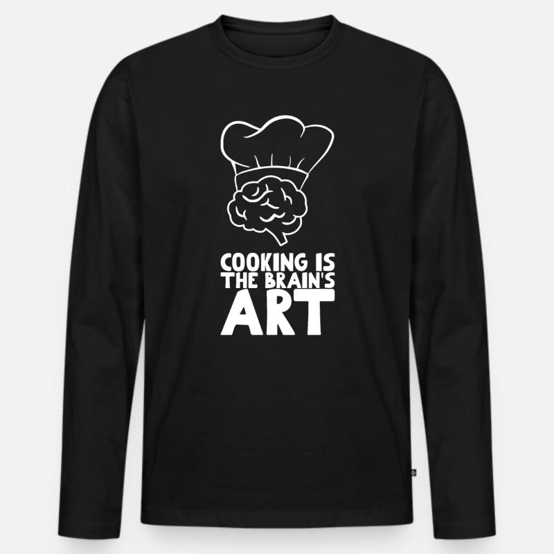 Cooking is the brain's art - Männer Premium Bio Langarmshirt - Schwarz