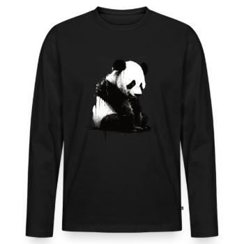 Panda-bär-schablone - Männer Premium Bio Langarmshirt - Schwarz - Vorne - Nico (187cm)