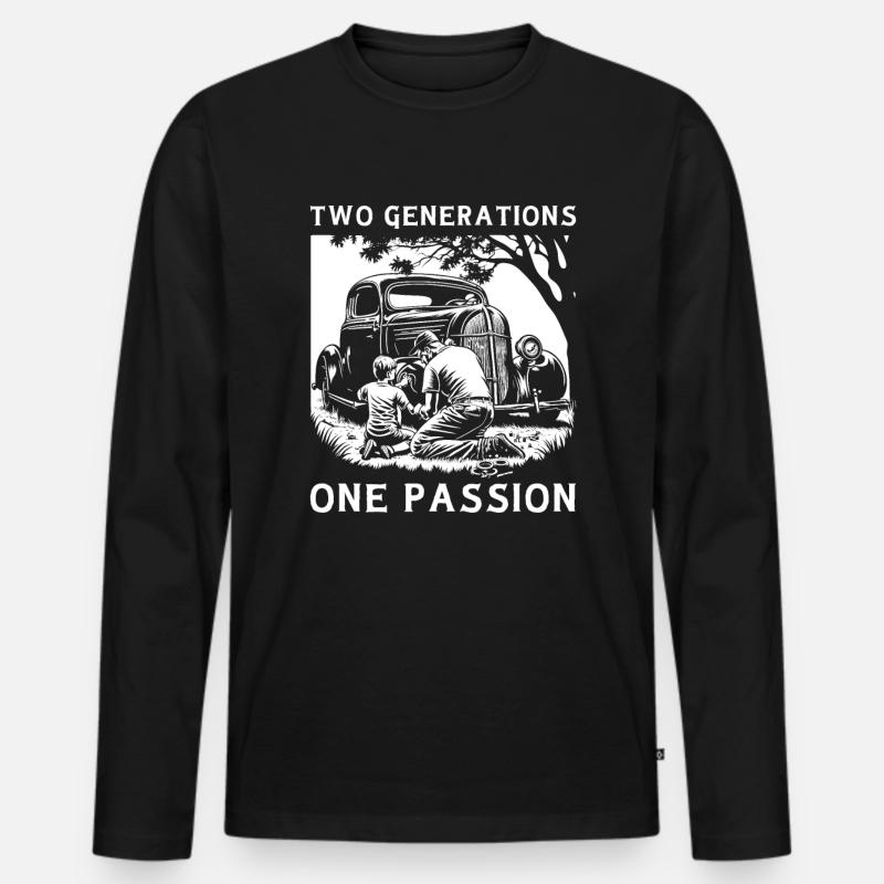 Two Generations One Passion - Männer Premium Bio Langarmshirt - Schwarz