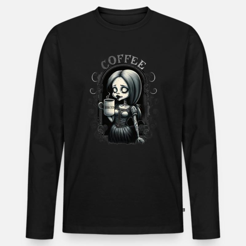 Coffee Addicted - Männer Premium Bio Langarmshirt - Schwarz