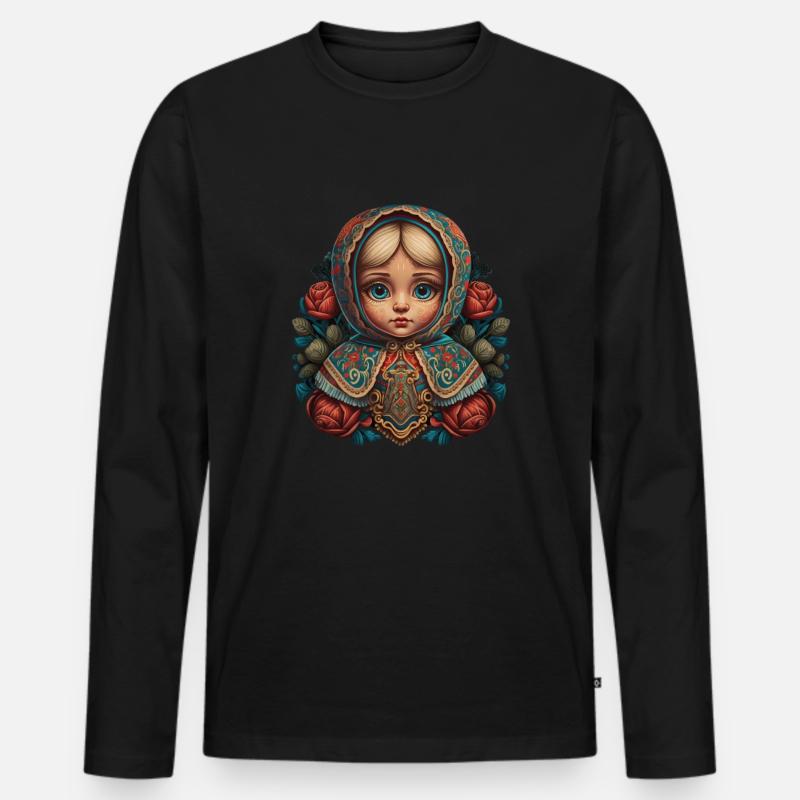Matroschka - Männer Premium Bio Langarmshirt - Schwarz
