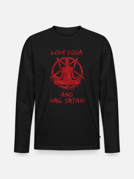 Love Yoga and Hail Satan - Men's Premium Organic Long Sleeve Shirt - black