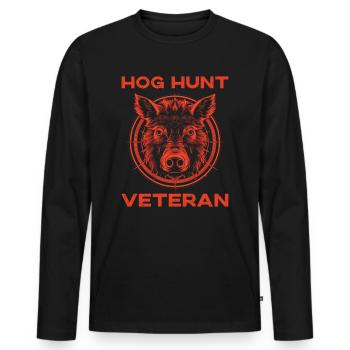 Chasse au porc Chasse au sanglier vétéran - T-shirt manches longues Premium bio Homme - noir - Devant - Nico (187cm)