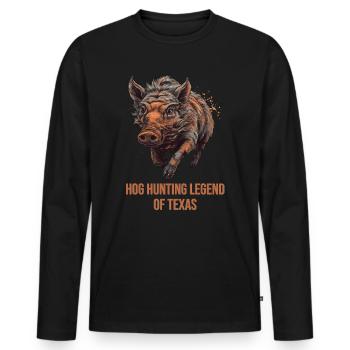 Légende de la chasse au porc du Texas - T-shirt manches longues Premium bio Homme - noir - Devant - Nico (187cm)