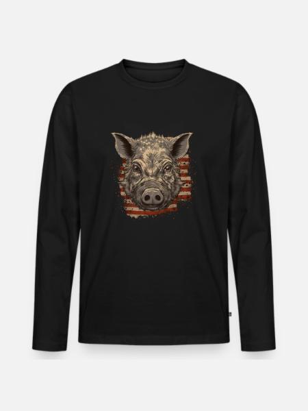 Hog Hunter - Men's Premium Organic Long Sleeve Shirt - black