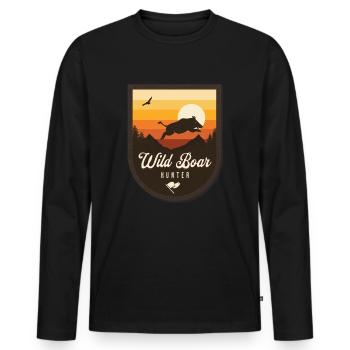 Wild Boar Hunter - Men's Premium Organic Long Sleeve Shirt - black - Front - Nico (187cm)