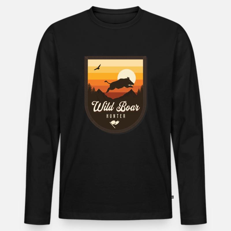 Wild Boar Hunter - Männer Premium Bio Langarmshirt - Schwarz