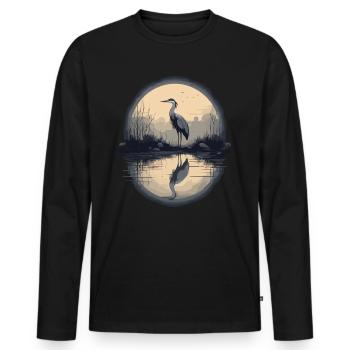 Héron cendré majestueux - T-shirt manches longues Premium bio Homme - noir - Devant - Nico (187cm)