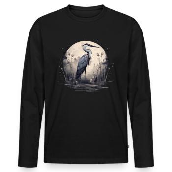 Héron cendré majestueux - T-shirt manches longues Premium bio Homme - noir - Devant - Nico (187cm)