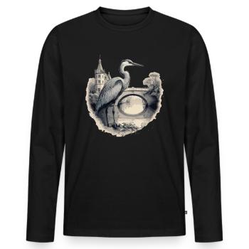 Héron cendré majestueux - T-shirt manches longues Premium bio Homme - noir - Devant - Nico (187cm)