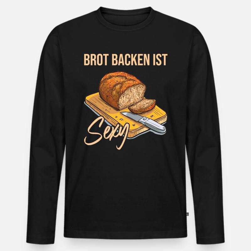 Brot Backen ist Sexy - Männer Premium Bio Langarmshirt - Schwarz
