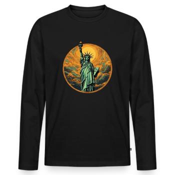 Lady Liberty symbole de liberté et de démocratie - T-shirt manches longues Premium bio Homme - noir - Devant - Nico (187cm)