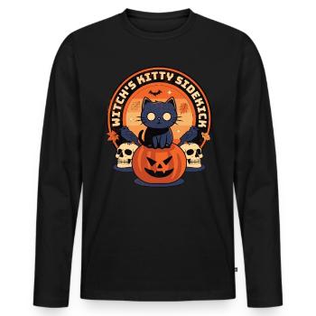 Acolyte Kitty de la sorcière - Magie féline enchanteresse - T-shirt manches longues Premium bio Homme - noir - Devant - Nico (187cm)
