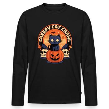 Creepy Cat Crawl - Spooktacular Halloween Mystique - Men's Premium Organic Long Sleeve Shirt - black - Front - Nico (187cm)
