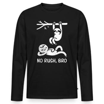 No Rush Sloth and Human Doodle Tee - Men's Premium Organic Long Sleeve Shirt - black - Front - Nico (187cm)