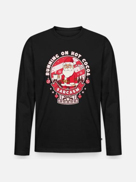 with hot cocoa and sarcasm - Men's Premium Organic Long Sleeve Shirt - black