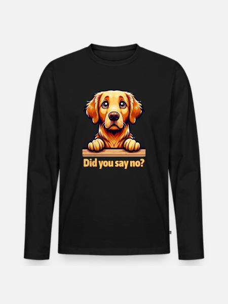 Cute Golden Retriever - Men's Premium Organic Long Sleeve Shirt - black