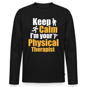 Relax, your therapist has you – - Men's Premium Organic Long Sleeve Shirt - black - Front - Nico (187cm)
