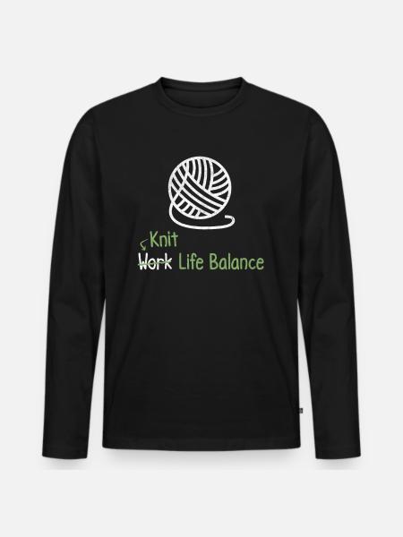 Work-life-balance Knitting - Knitting Diy - Men's Premium Organic Long Sleeve Shirt - black