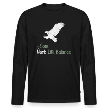 Soar Work Life Balance – Hawk - Men's Premium Organic Long Sleeve Shirt - black - Front - Nico (187cm)