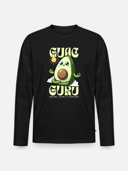 Peace, Love & Avocado – Eco-Friendly - Men's Premium Organic Long Sleeve Shirt - black