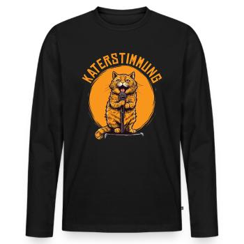 Hangover Mood - Karaoké Cat’s Night Out - T-shirt manches longues Premium bio Homme - noir - Devant - Nico (187cm)