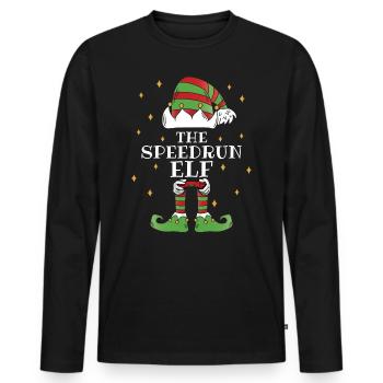 The Speedrun-Elf – Fast-paced through the season - Men's Premium Organic Long Sleeve Shirt - black - Front - Nico (187cm)