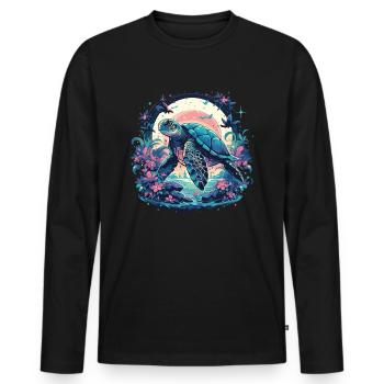 Tortue de mer céleste – Aquatique - T-shirt manches longues Premium bio Homme - noir - Devant - Nico (187cm)